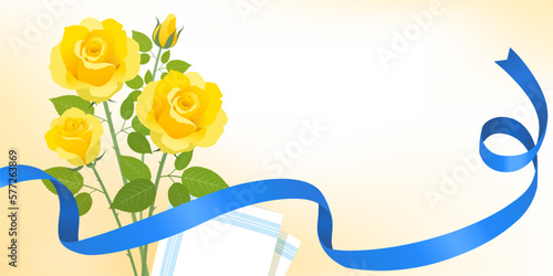 父の日薔薇の花束のイメージ_バナーフレーム（2：1）_ベクターイラスト