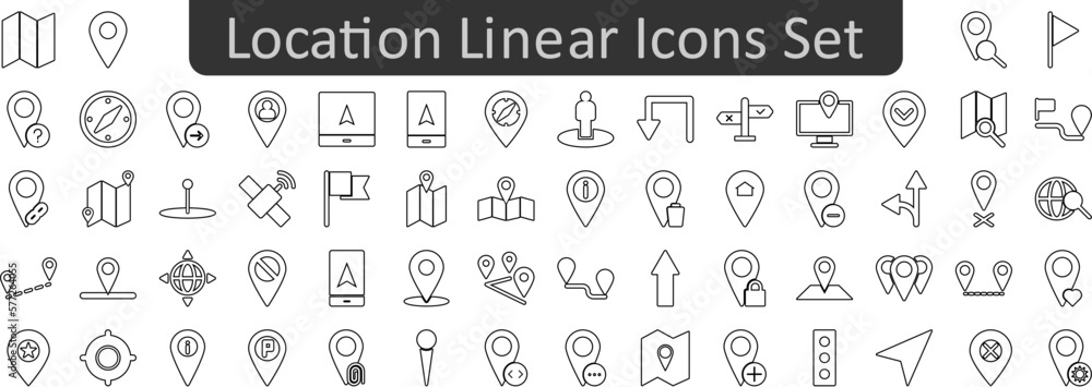 Location linear icons set. Web icon set. Website set icon vector.