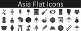 Chinese flat vector icon set collection