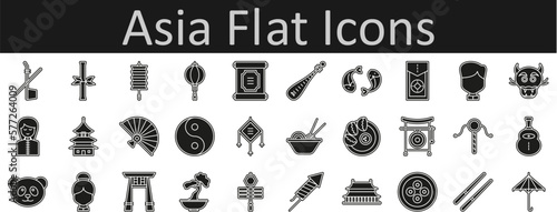 Chinese flat vector icon set collection