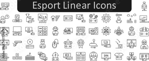 Esport linear icons set. Web icon set. Website set icon vector.