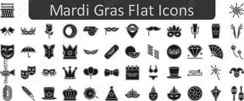 Mardi gras flat icons set. Web icon set. Website set icon vector.
