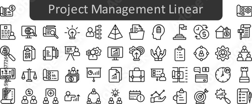 Project management linear icons set. Web icon set. Website set icon vector.