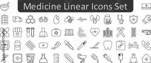 Medicine linear icons set. Web icon set. Website set icon vector.
