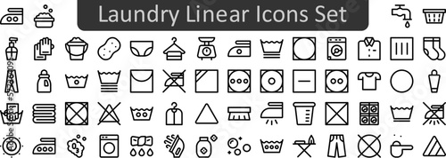 Laundry linear vector icon set collection