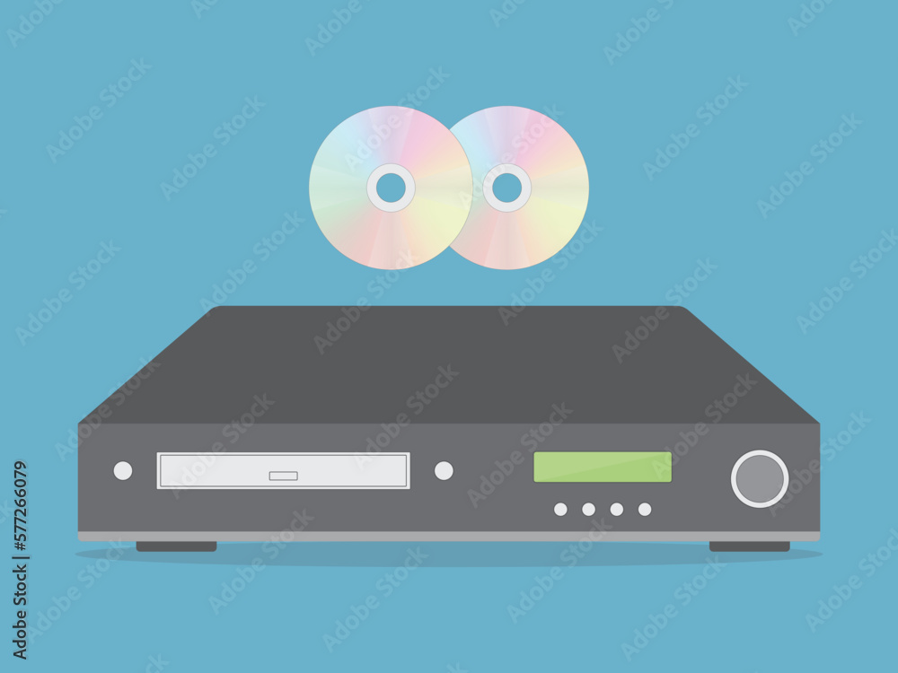 Obraz premium dvd cd player with flat illustration with two cds 
