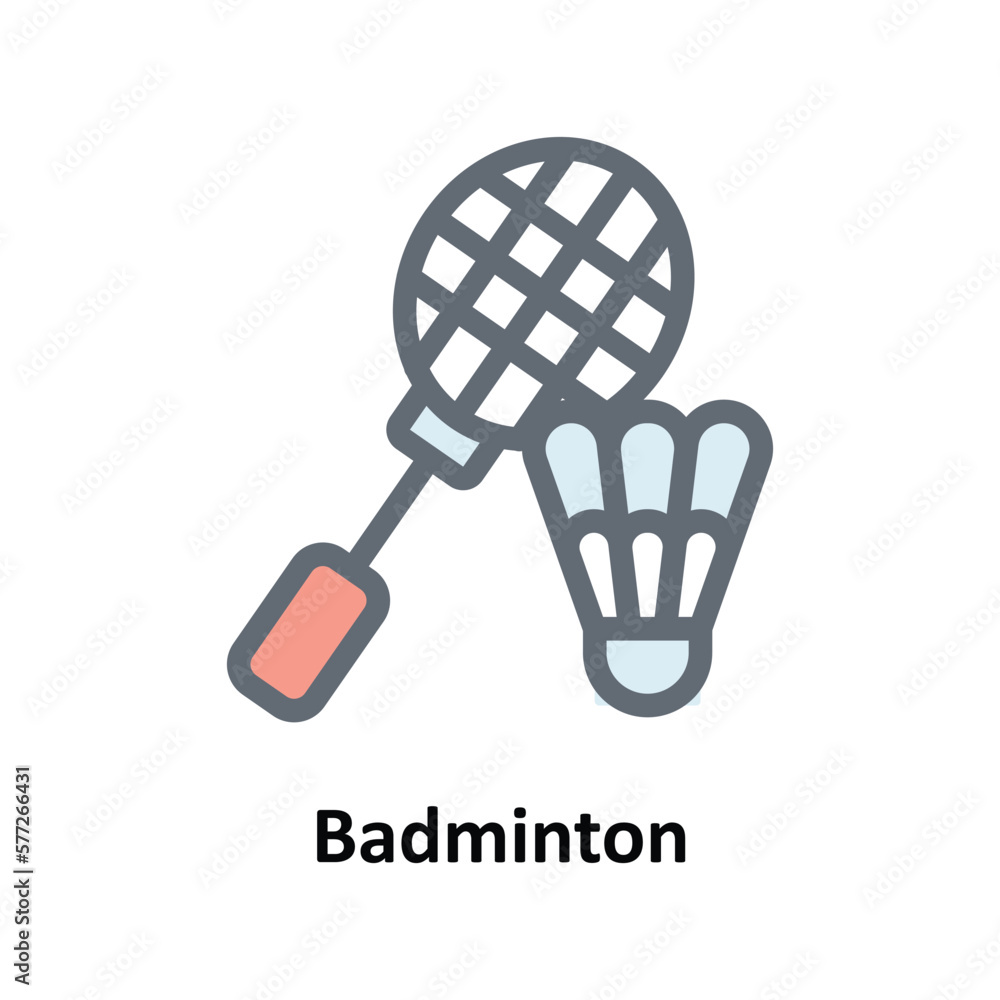 Badminton Vector Fill Outline Icons. Simple stock illustration stock Badminton Vector Fill Outline Icons. Simple stock illustration stock