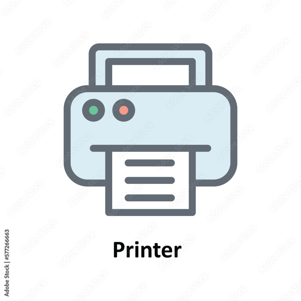 Printer  Vector Fill Outline Icons. Simple stock illustration stock