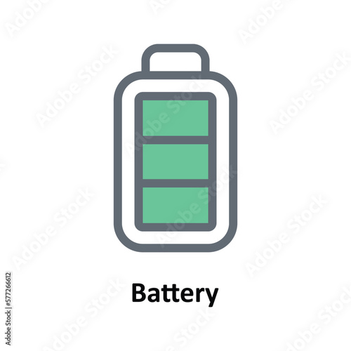 Battery Vector Fill Outline Icons. Simple stock illustration stock