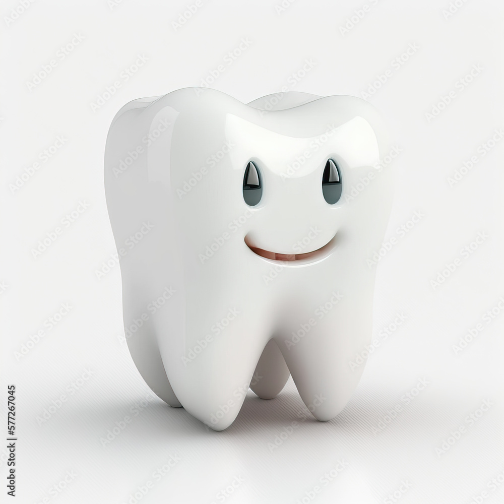 einzelner Zahn mit freundlichen Gesicht, single tooth with friendly face einzelner Zahn mit freundlichen Gesicht, single tooth with friendly face