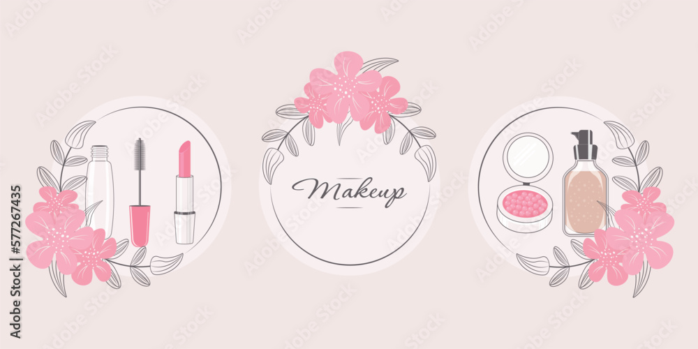 A set of stickers. makeup. vector illustration.