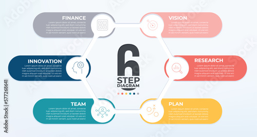 6 step circular diagram template. Business circular infographic with icon.