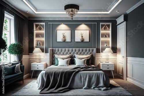 Modern master bedroom in luxury style photo