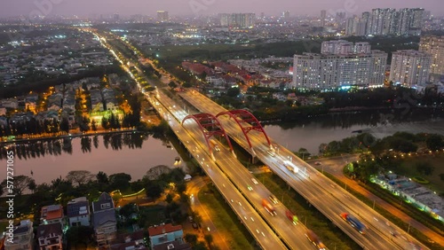 SAI GON, HO CHI MINH CITY, VIETNAM - Aerial Hyper lapse From Drone	