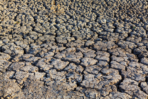 Cracks on the drought land . Global warming concept 