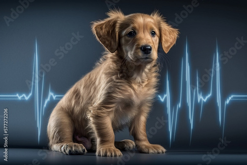 Veterinary concept ,pulse, dog's heartbeat. Generative AI.