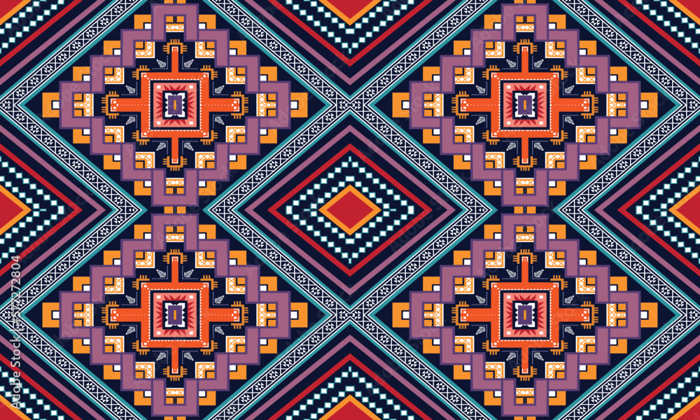 Geometric ethnic flower pattern for background,fabric,wrapping,clothing,wallpaper,Batik,carpet,embroidery style. Geometric ethnic flower pattern for background,fabric,wrapping,clothing,wallpaper,Batik,carpet,embroidery style.