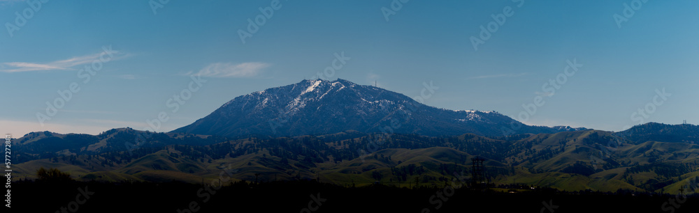 Mount Diablo in Contra Costa County Walnut Creek area with snow tops on a sunny day in winter