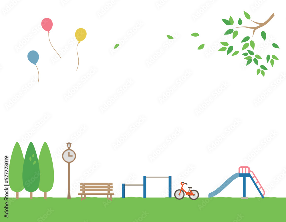 Fototapeta premium 緑の公園のイラスト 背景素材