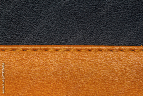 Fotografia background of stitching details on brown and black leather