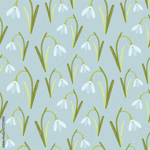 Vector seamless pattern with primroses and spring flowers. The work is done in delicate pastel colors, suitable for any of your designs and decorations. For textile, fabric, wallpaper, cards