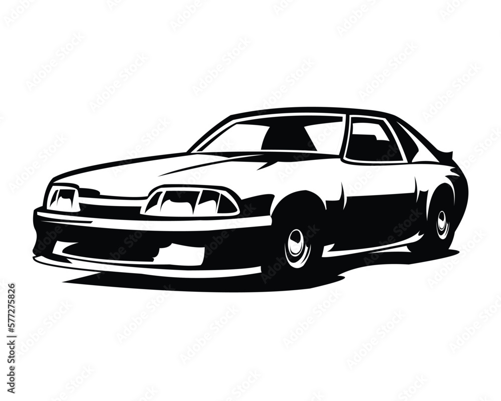 2000 Ford mustang isolated side view white background. best for logos, badges, emblems, icons, available in eps 10.