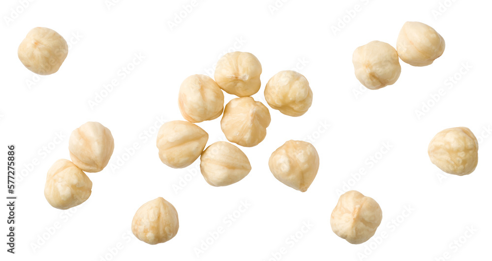 Hazelnuts isolated on the white background, top view. Hazelnuts isolated on the white background, top view.