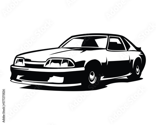 2000 Ford mustang isolated side view white background. best for logos  badges  emblems  icons  available in eps 10.