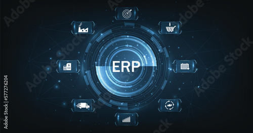  Extended Producer Responsibility (EPR)concept.Enterprise resource planning business and modern technology concept on dark blue background.	
