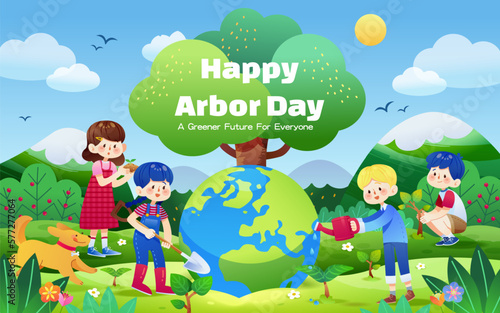 Creative arbor day illustration
