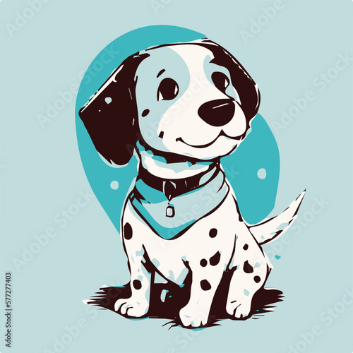 beagle dog with bone portrait doodle vector