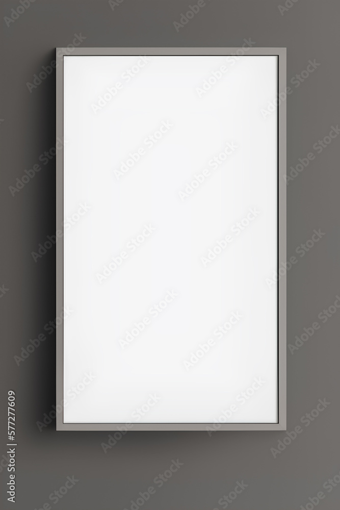 Silver Photo Frame Isolated On Grey Background Silver Photo Frame Isolated On Grey Background