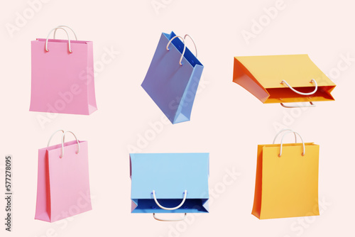 Colorful shopping bag elements set