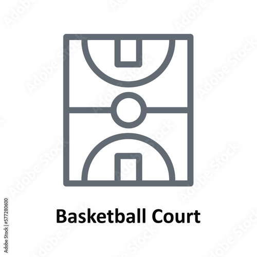 Basketball Court Vector  Outline Icons. Simple stock illustration stock