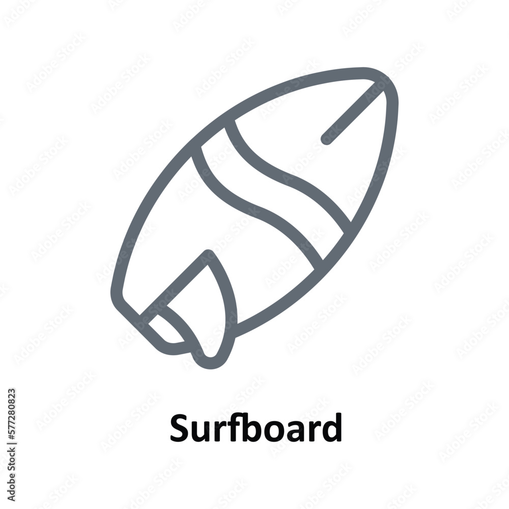 Surfboard Vector  Outline Icons. Simple stock illustration stock