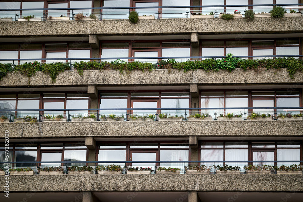 Modernist architecture of the estate and buildings in the Barbican district of London