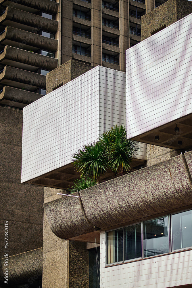 Modernist architecture of the estate and buildings in the Barbican district of London