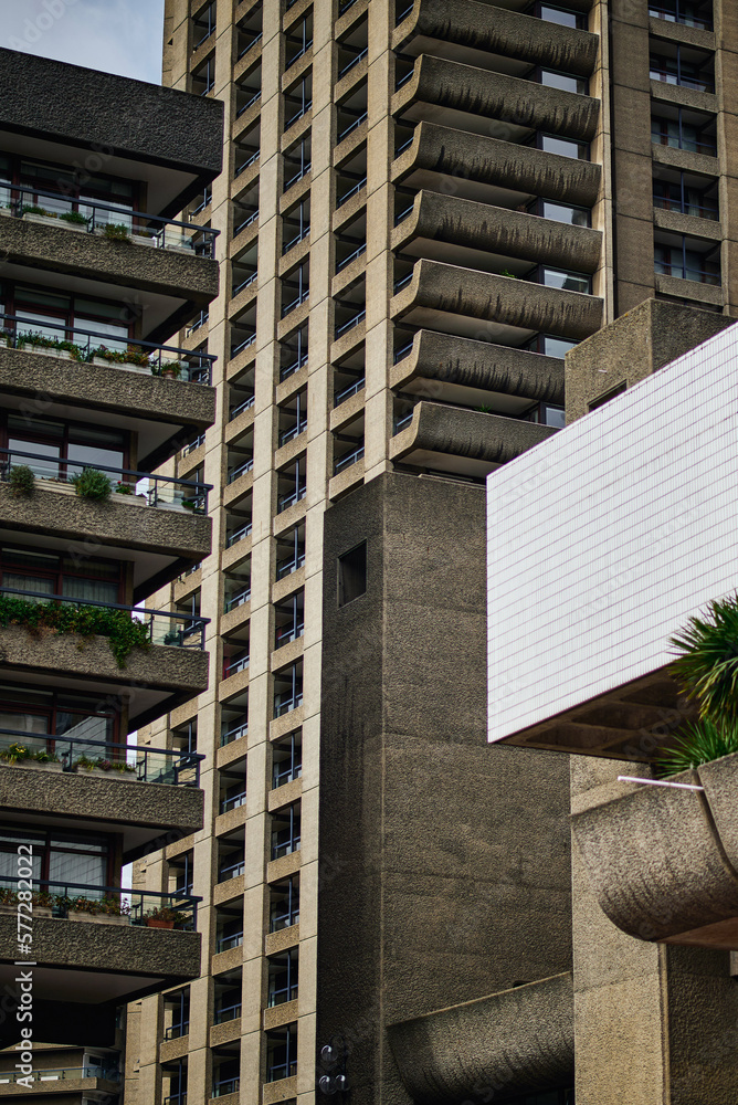 Modernist architecture of the estate and buildings in the Barbican district of London