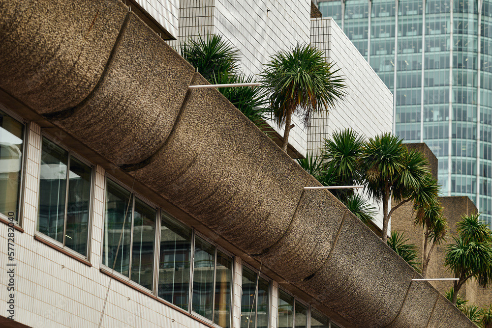 Modernist architecture of the estate and buildings in the Barbican district of London