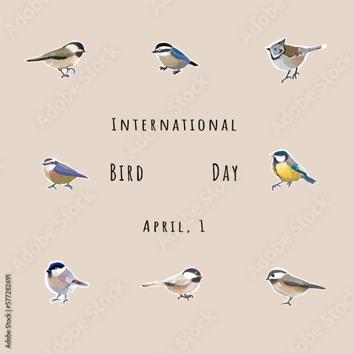 National Bird Day Vector Illustration on beige background. Suitable for greeting card poster and banner.