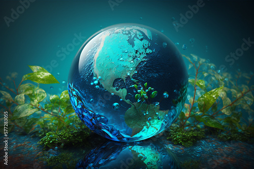 World environment and earth day concept with glass globe and eco friendly enviro Fototapet