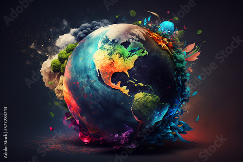 World environment and earth day concept with colorful globe and eco friendly enviroment