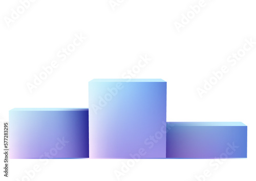 Winners podium 3D realistic blue and pink gradient empty isolated on white background