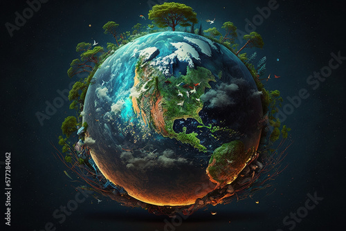 World environment and earth day concept with globe and eco friendly enviroment
