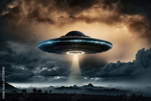 UFO in the sky. Generative ai.