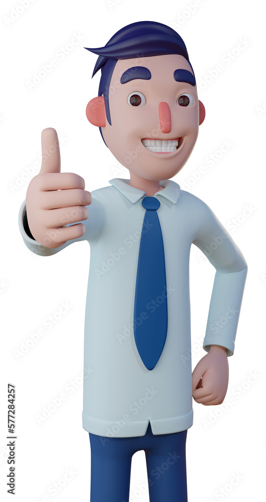Male worker give thumb up sign Male worker give thumb up sign