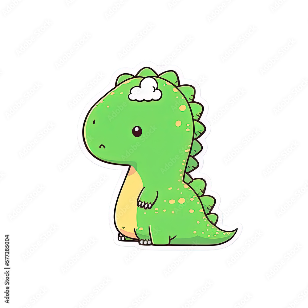 Fototapeta premium Green Dinosaur Cartoon Animal, Generated AI, Generated, AI
