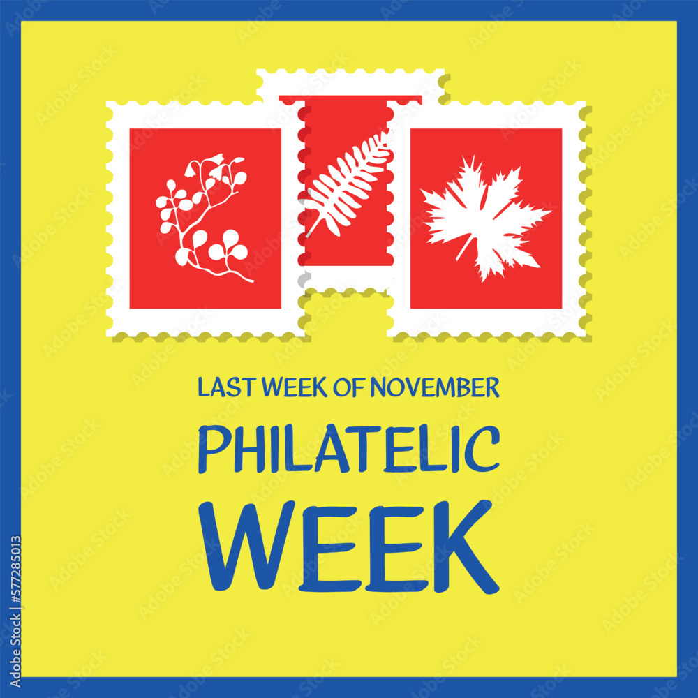 Philatelic Week . Design suitable for greeting card poster and banner Philatelic Week . Design suitable for greeting card poster and banner