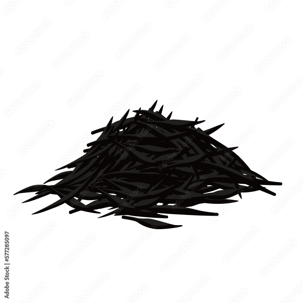 Vector illustration of dried hijiki. It is a brown seaweed used in