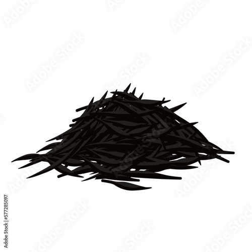 Vector illustration of dried hijiki. It is a brown seaweed used in Japanese cuisine.